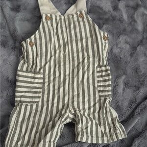 Carter's Green and White Striped Overalls